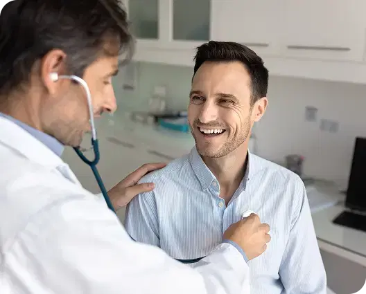 Doctor checking on patients heart