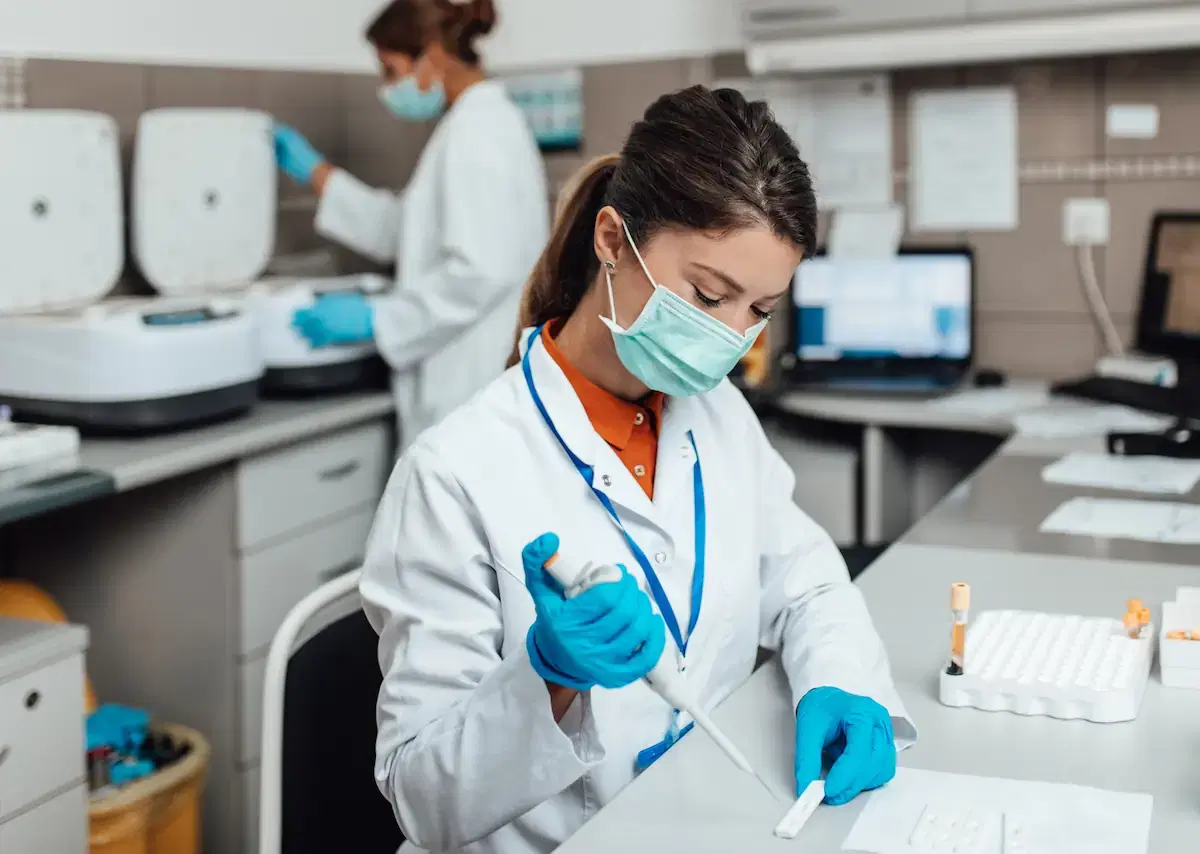 Laboratory technician working with samples